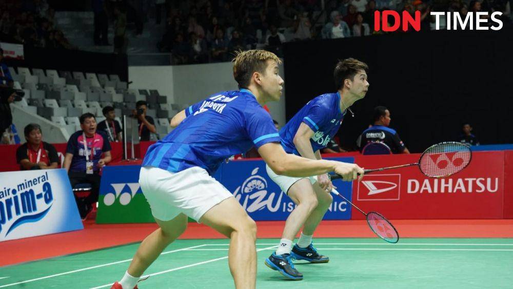 Kevin Sanjaya Sukamuljo/Marcus Fernaldi Gideon di Indonesia Masters 2020 (IDN Times/Kevin Handoko)