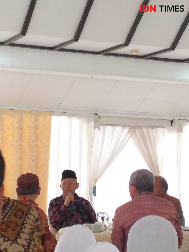 Ma'ruf Amin membahas radikalisme bersama Pemimpin Redaksi media-media nasional di rumah dinas Wapres IDN Times/Yogie Fadila