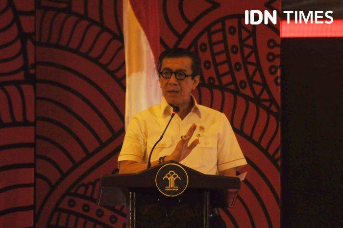 Menkumham Yassona Laoly di Hotel Royal Ambarukmo, Sleman, 17 Januari 2020. IDN Times/Pito Agustin Rudiana