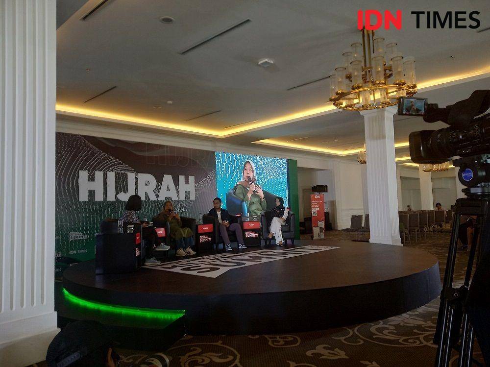 Tania di panggung Hijrah. Indonesia Millennial Summit 2020. Sabtu 18 Januari 2020. IDN Times/Febriyanti Revitasari