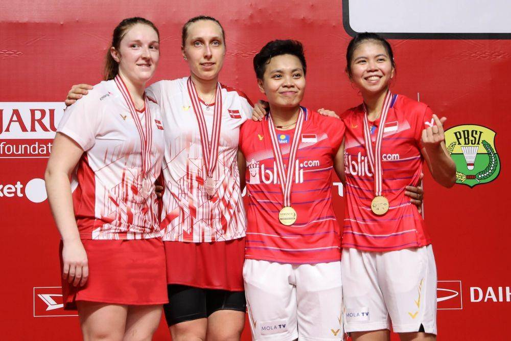 Podium ganda putri Indonesia Masters 2020 (IDN Times/PBSI)