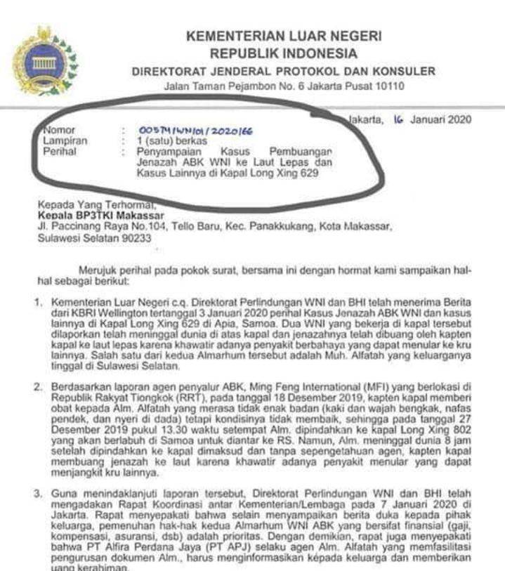 Surat penyampaian kasus pembuangan jenazah/@enrekangdekat