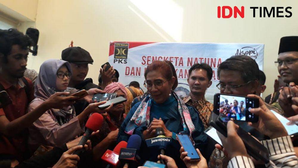 Susi Pudjiastuti memberikan keterangan pers. (IDN Times/Indiana Malia)